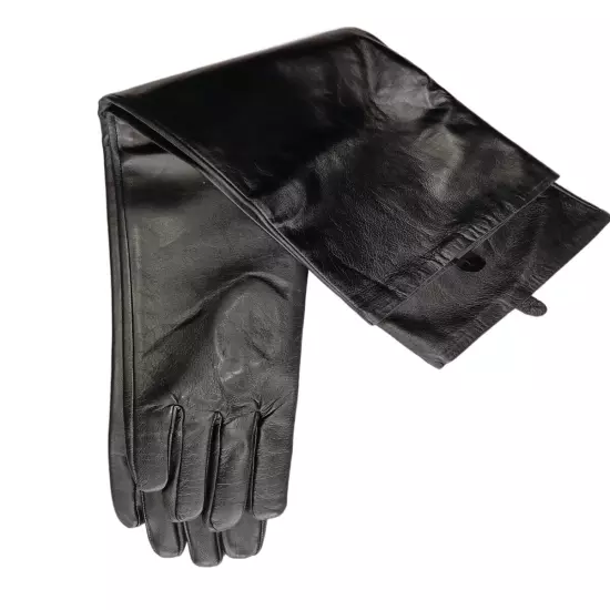 Women Opera 58cm(22.8") Sheep Leather Black Gloves Wedding party Long Gloves