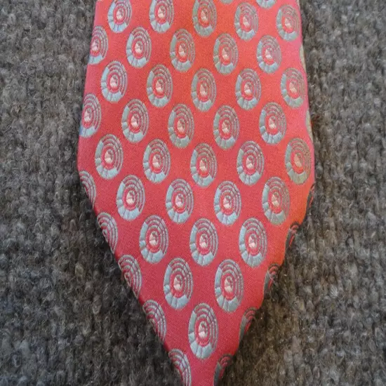 Ted Baker of London Tie Mens 100% Silk Made USA Goemetric on Coral Pink 60 x 3.5