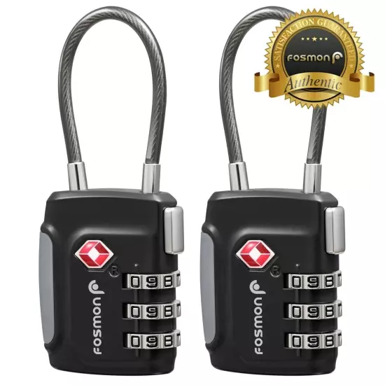 2x TSA Approve Luggage Travel Suitcase Bag Lock [3 Digit Dial] Padlock Reset