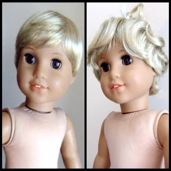 2pcs 18" Boy Doll Wig Twins Wig Blonde Pixie Cut BIN