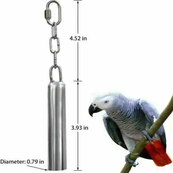 2 Stainless Steel Large Bell Bird Toys Chew Toy for Parrot, Macaw, African Grey