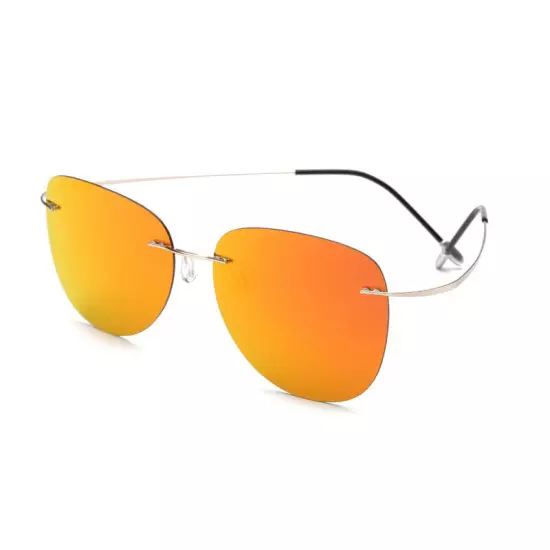 Polarize Sunglasses Titanium Silhouette Light Brand Designer Rimless Men Eyewear