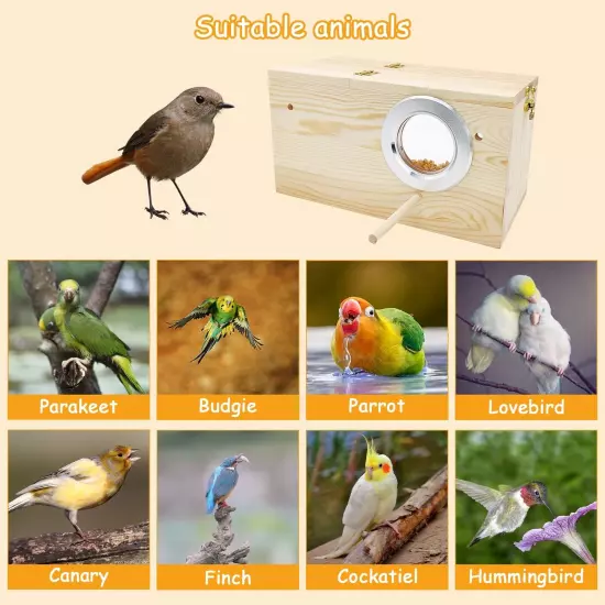 Natural Wood Parakeet Nesting Box Budgie Breeding Box Acrylic Bird Nest for C...