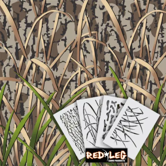 Redleg Camo ™ DG8 - 4 piece camo stencil kit 18"x26" duck boat