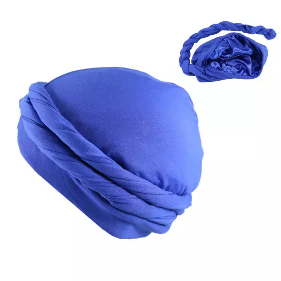 Mens Turban Head Wrap Satin Lined Head Scarf Elastic Headband Caps Halo Hijab