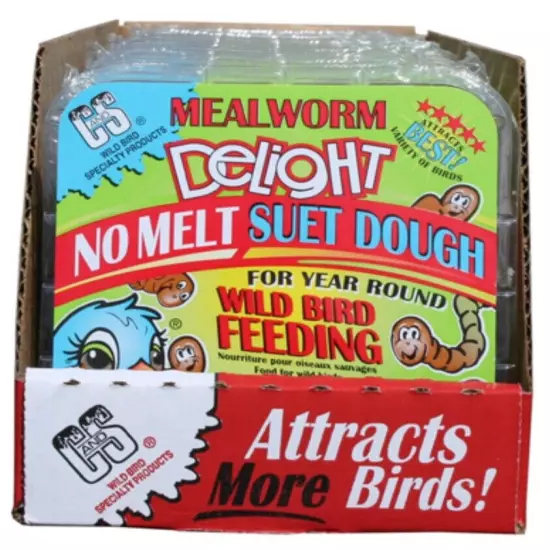 C&S 100214339 No Melt Wild Bird Suet Dough Cake, Mealworm Delight, 11.75 oz.