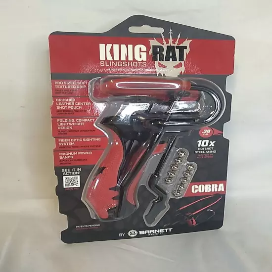 Barnett BAR50003 King Rat Cobra Black / Red Slingshot Set .38 Cal BRAND NEW