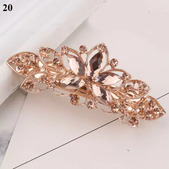 Women's Crystal Rhinestone Flower Hair Barrette Clips Grips Hairpin Jewelry