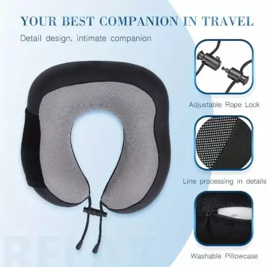 Mlvoc Memory Foam Travel Neck Pillow - Black