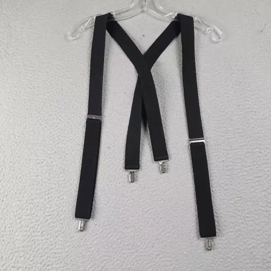 Mens Elastic Suspenders Braces BBB Black Silver Accent Clip On