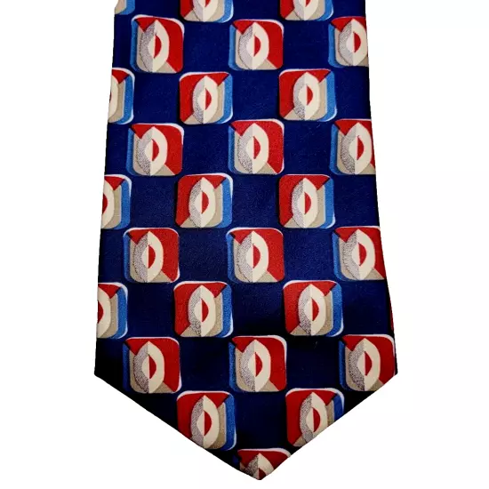 KETCH Colorful Geometric Print Blue Background Necktie Classy Business Style