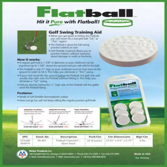 The Original Flatball Golf Swing Training Aid-6 per pack-Made in USA!