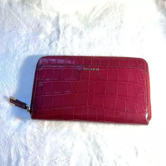 Coach Burgandy Croc Wallet