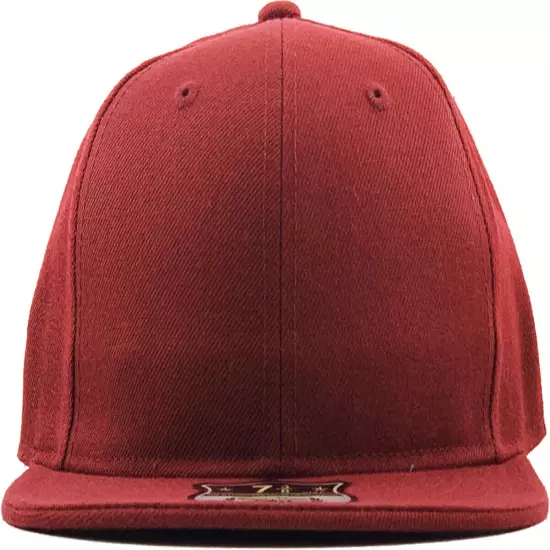 Premium Solid Fitted Cap Baseball Cap Hat, Flat Bill / Brim NEW