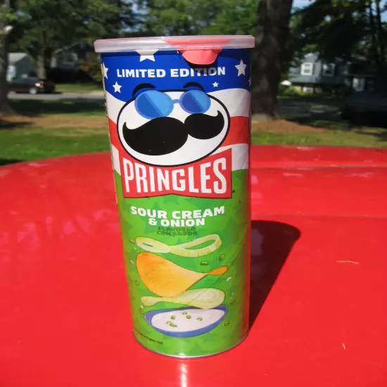 PRINGLES LIMITED EDITION SOUR CREAM & ONION FLAVORED POTATO CRISPS 5.5 OZ CAN