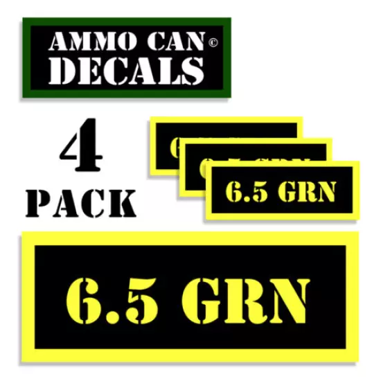 6.5 GRN Ammo Can Label 4x Ammunition Case stickers decals 4 pack YW MINI 1.5in