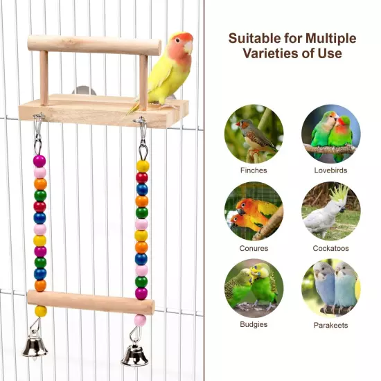 Bird Perches Parrot Wooden Platform Bird Toys Swing Hanging Perch Platform Co...