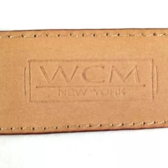 WCM Women's Large New York Brown Italian Leather Belt Brushed Silver Buckle