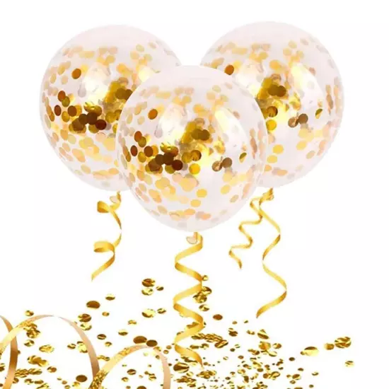 36 Inch Jumbo Gold Confetti Balloons and 36 Inch Big Latex White Balloons, Gi...