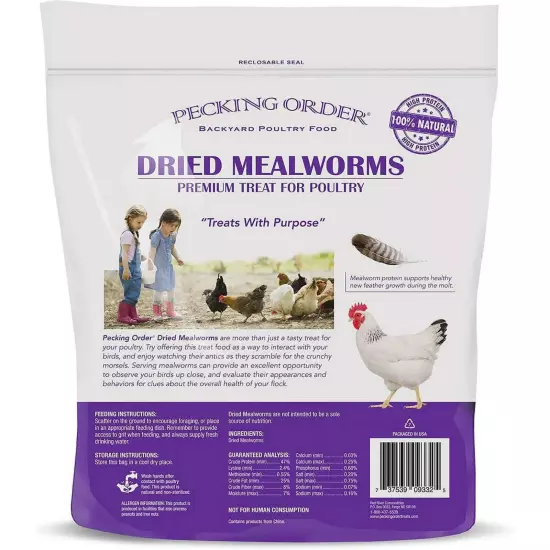 3P Pecking Order Dried Mealworms Treat & Feed for Chickens, 30 oz.