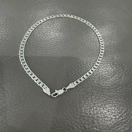 Sterling Silver Men's Solid Curb Link Chain Bracelet 10” Inch Long