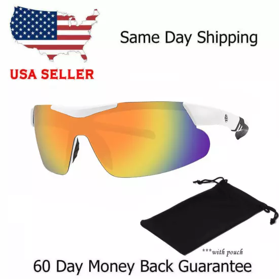 New Men Polarized Sunglasses Sport Mirror Wrap Around Driving Eyewear Glasses Us