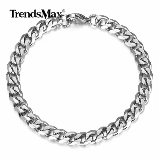 Men's Chain 3/5/7/9/11mm Stainless Steel Bracelet Silver Curb Cuban Link 7-11"