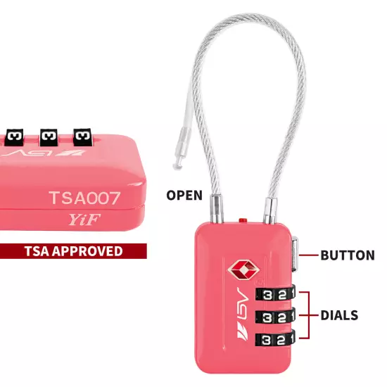 BV TSA Luggage Lock Suitcase Travel Lock Digit Combination Multi-Colors (2 Pack)