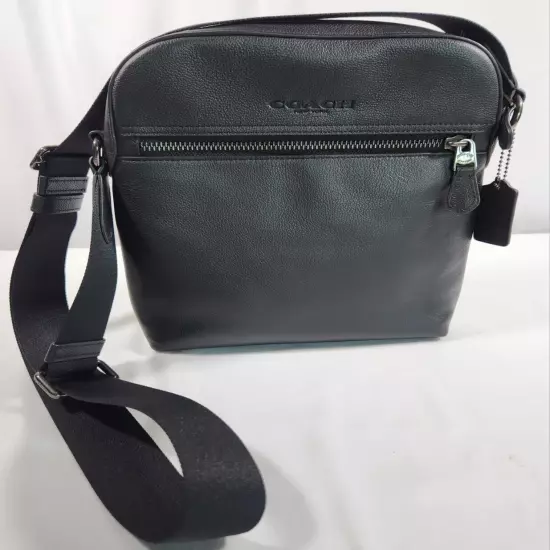 Coach 4011 Men's Houston Flight Bag in Pebble Leather Black NWOT