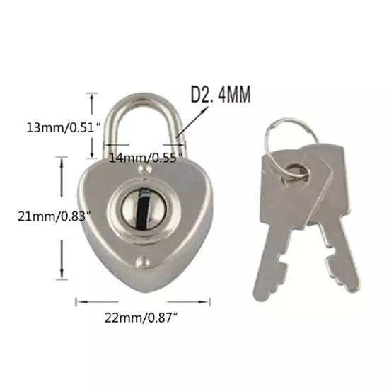 1Set Luggage Lock Security Key Lock Heart Shaped Journal Book Lock