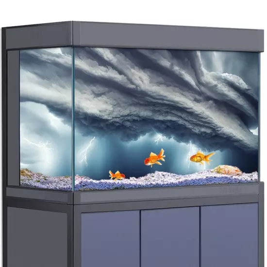 Aquarium Décor Background Sticker, Storm Tornado Fish Tank Poster