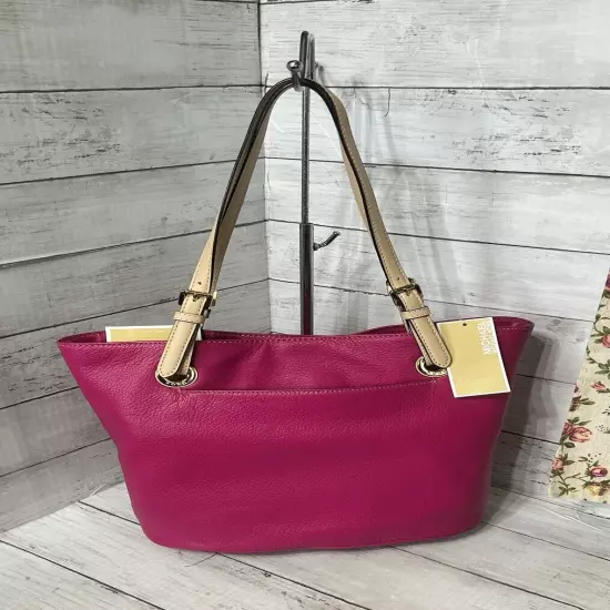 NWT Michael Kors Jet Set Raspberry Pebbled Leather Medium Tote 38T6XTTT2L