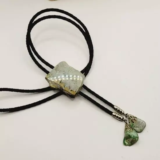 Blue Gemstone Bolo Tie - Gifts for Him Leather Cowboy Necktie