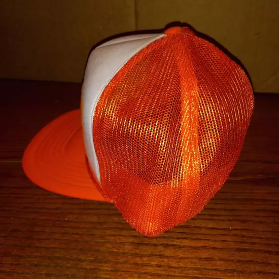 Vintage Keller Farms Farming Cap Hat Trucker Orange White Mesh Adjustable