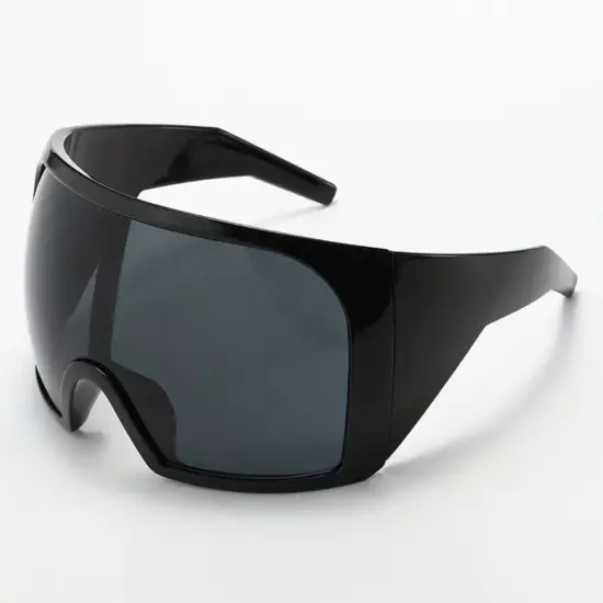 OVERSIZED Futuristic Wrap Around Face Shield Party Raver SUNGLASSES Huge Frame