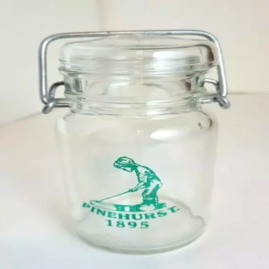 Vintage Pinehurst 1895 Glass Jar w/ Glass Lid & Wire Top - Anniversary Promotion