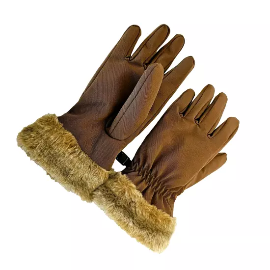 HEAD Ladies Brown/Carmel/Tan Gloves with Faux Fur Cuffs very warm sz Med