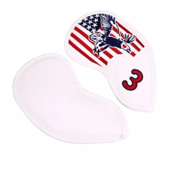 11Pcs USA Stars and Stripes Golf Iron Head Cover Thick Synthetic Leather