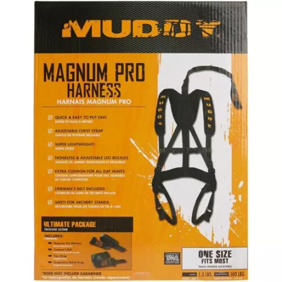 Muddy Magnum Pro Harness, Black, Lightweight, Tree Climber Safety Harness 