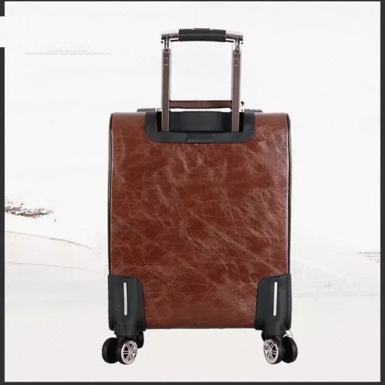 18 Inch 20 Inch Men Travel Suitcase Spinner Trolley leather Rolling wheels