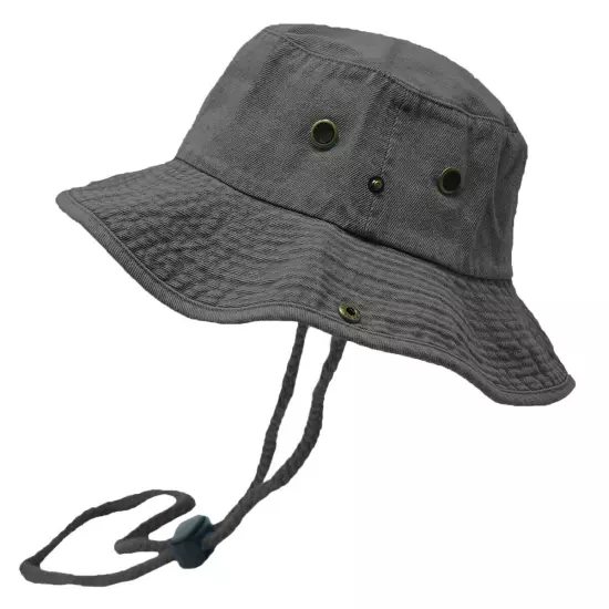 Unisex 100% Cotton Bucket Hat Fishing Camping Safari Boonie Sun Brim Summer Cap