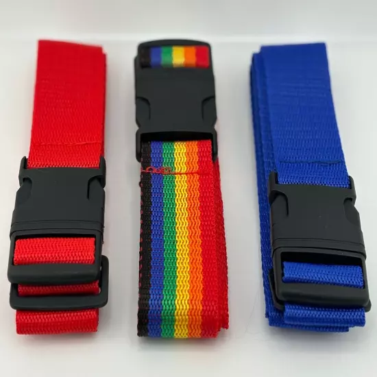 3 Travel Luggage Suitcase Heavy Duty Strap Baggage Backpack Bag Rainbow Belts