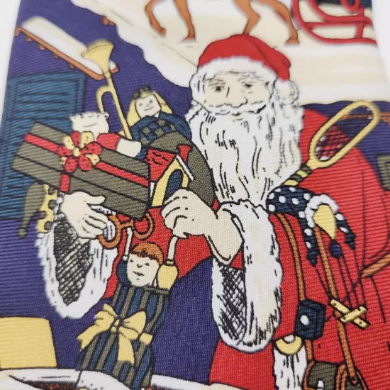 Mark Pendleton CHRISTMAS SANTA on Roof w Toys Blue Vintage Silk Necktie