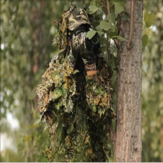 3D Hunting Tactical Camouflage Tree Leaves Camo Ghillie Suit Jacket Pants Set