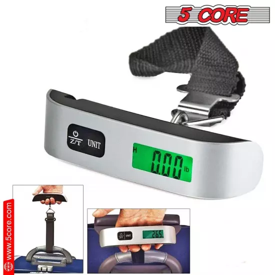 5Core 2-Pack 110lb 50kg Portable Travel LCD Digital Hanging Luggage Scale Weight