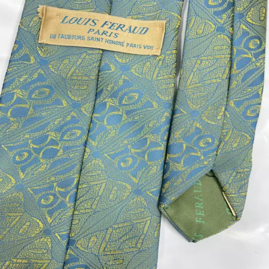 Vintage Louis Feraud 1970's Wide Psychedelic Abstract Blue Tie Men's 3.8" x 53"