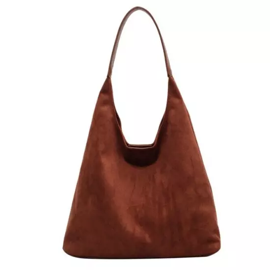 Women Large Capacity Suede Shoulder Bag Fashion Versatile Bucket Bag