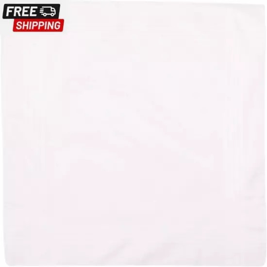 12 Pack Handkerchief (Permanent Press White with Satin Cord, 16" X 16")