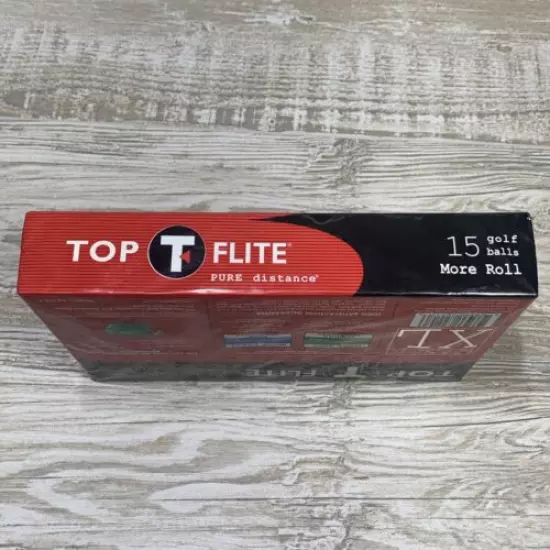 Top Flite XL Pure Distance Box of 15 More Roll Golf Balls, Brand New, Unopened