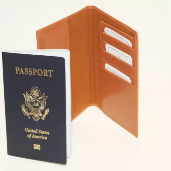 USA Leather Passport Cover Travel Document Holder Card Wallet US SELLER